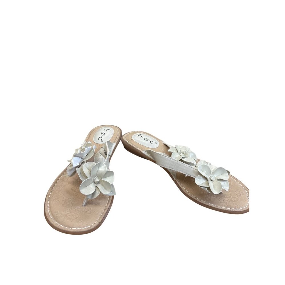 B.O.C Womens Light Green & Tan Floral Slip-On Sandals Size 8M SKU8178